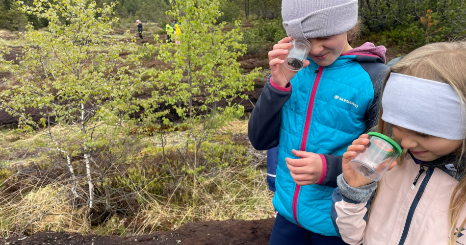 Kinder mit Becherlupe
